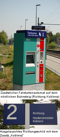 Neuer Fahrkartenautomat und neues Richtungsschild