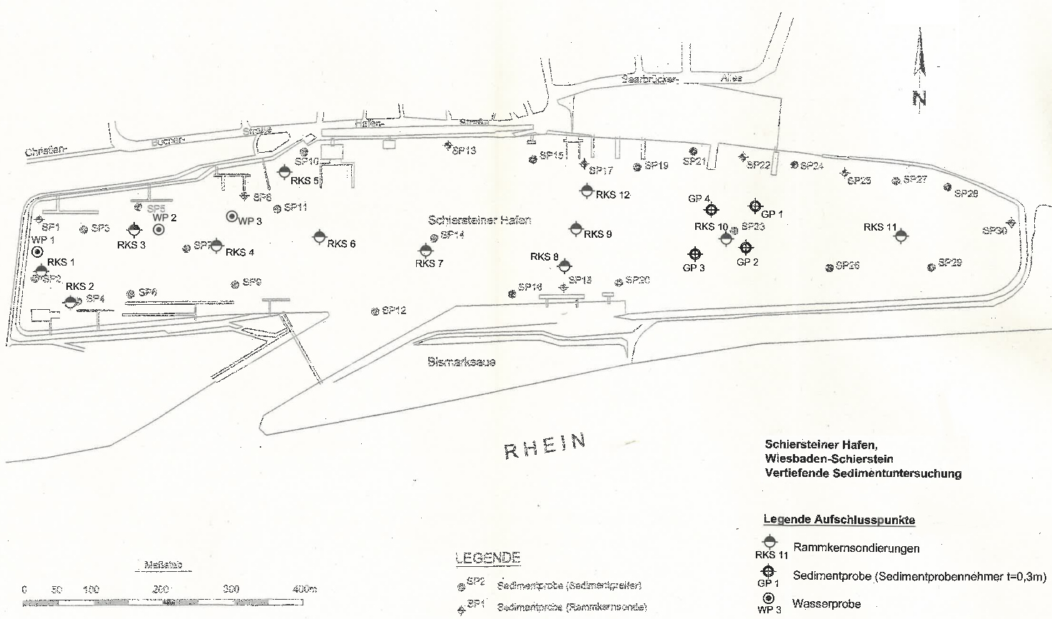 Lageplan mit Probenahmepunkten